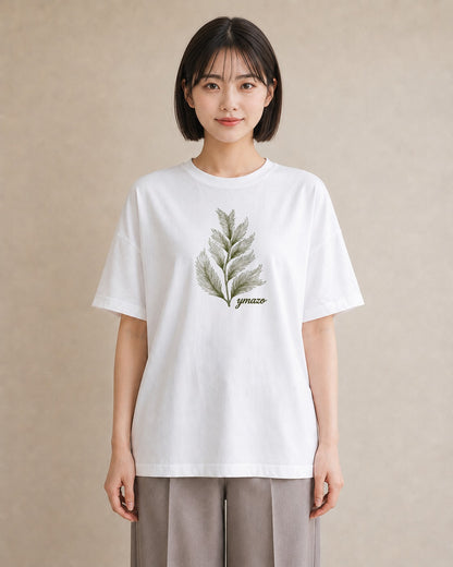 プリントTシャツ レディース シダ 植物 ボタニカル イラスト ラフ 母の日 ビーチ 白T YMAZO