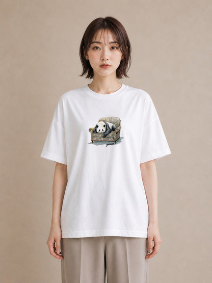 デザインTシャツ レディース パンダ 動物 アニマル イラスト お洒落 母娘コーデ 自分用 白T YMAZO