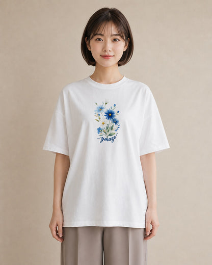 半袖Tシャツ レディース デイジー 花 花柄 イラスト 線画 ビーチ デイリーウェア 白T