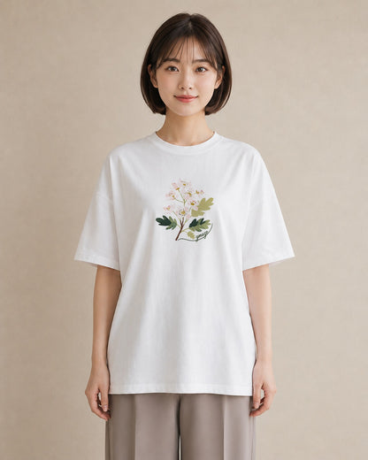 Tシャツ レディース カスミソウ かすみ草 花 花柄 イラスト ポップ ミセス 春コーデ 白T