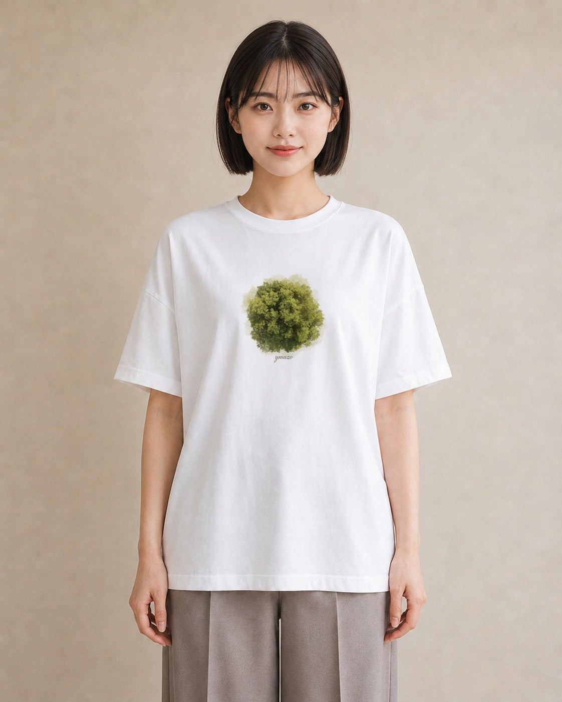 Tシャツ レディース 木 植物 ボタニカル イラスト レトロ レイヤード 友達ギフト 白T YMAZO