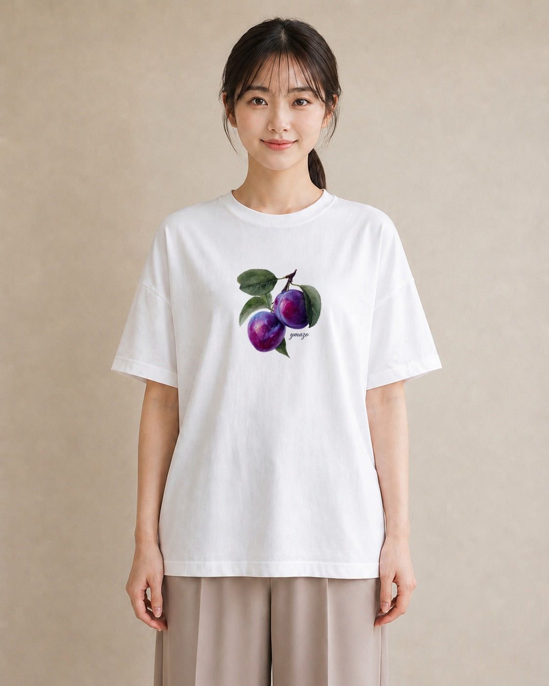 デザインTシャツ レディース 木の実 植物 ボタニカル イラスト レトロ 20代 カジュアルコーデ 白T YMAZO