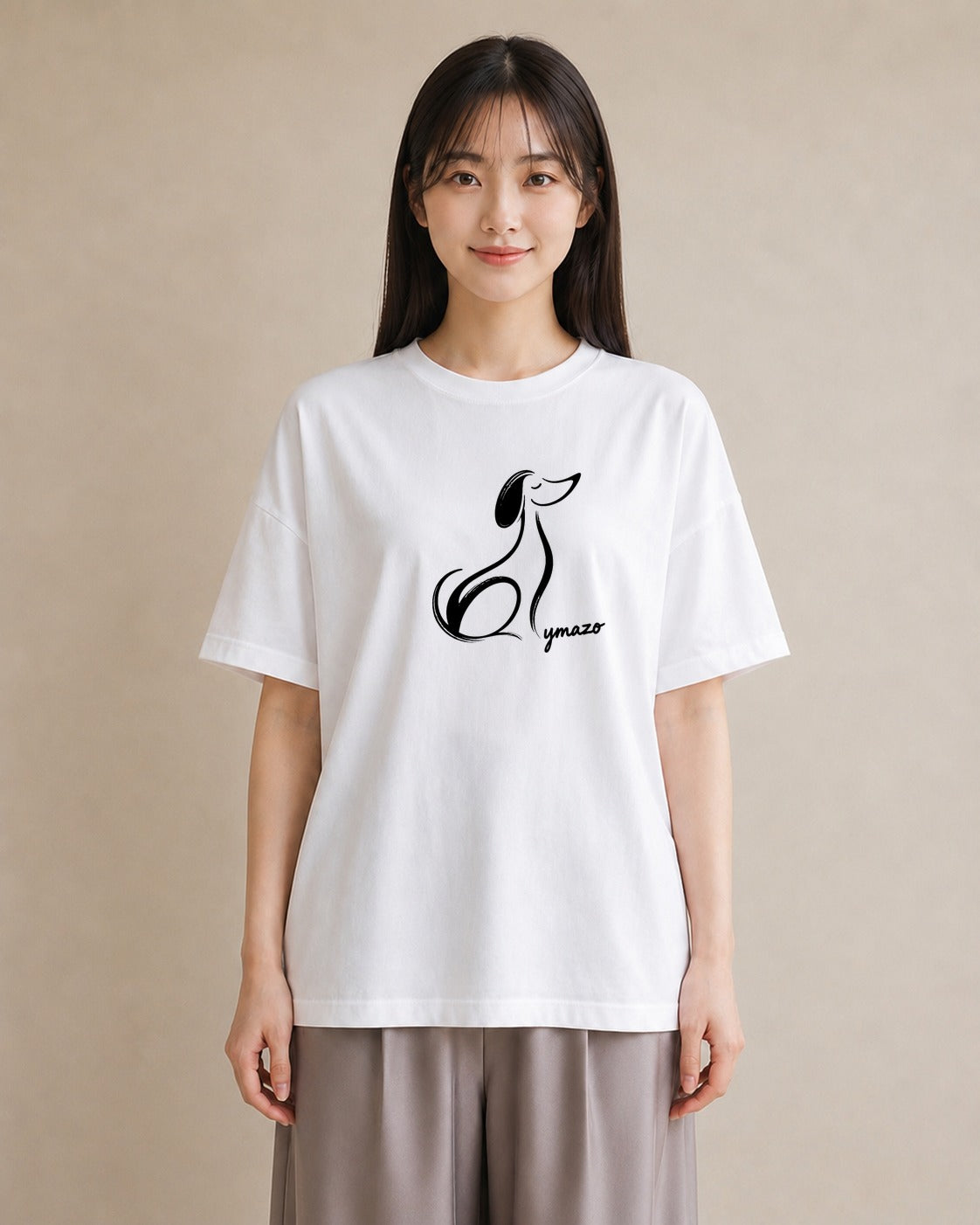 Tシャツ レディース 犬 いぬ わんこ イラスト ガーリー 女性向けギフト 散歩 白T YMAZO