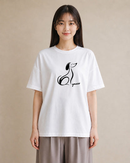 Tシャツ レディース 犬 いぬ わんこ イラスト ガーリー 女性向けギフト 散歩 白T YMAZO