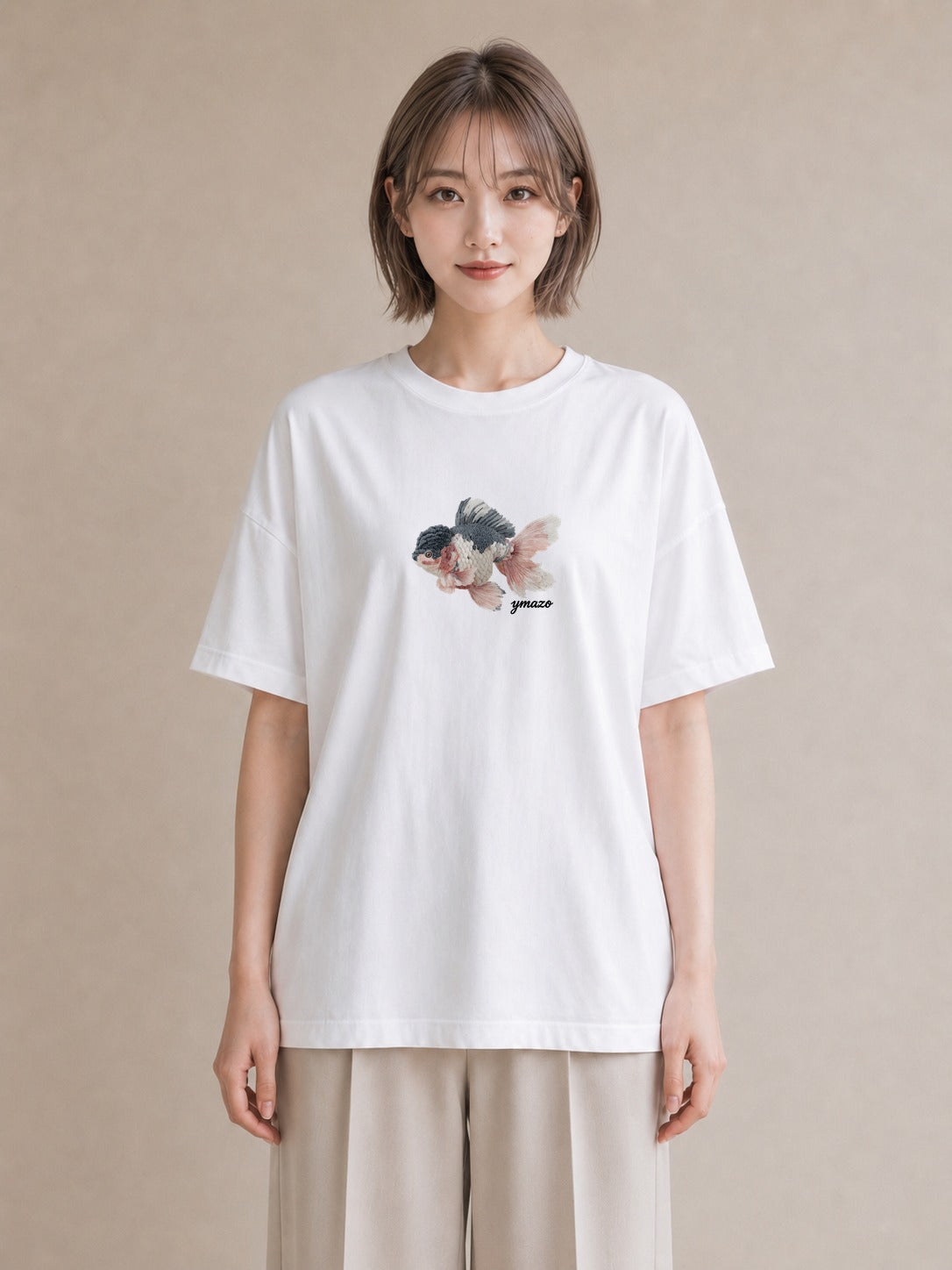 デザインTシャツ レディース らんちゅう ペット 動物 イラスト ガーリー ホワイトデー 春服 白T YMAZO