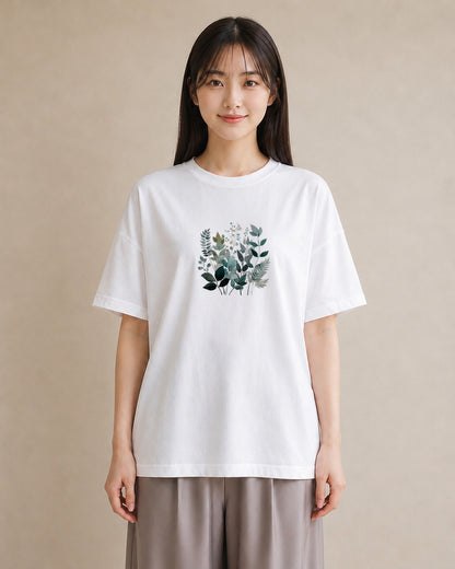 半袖Tシャツ レディース ハーブ 植物 ボタニカル イラスト ラフ 女子会 お揃い 白T YMAZO