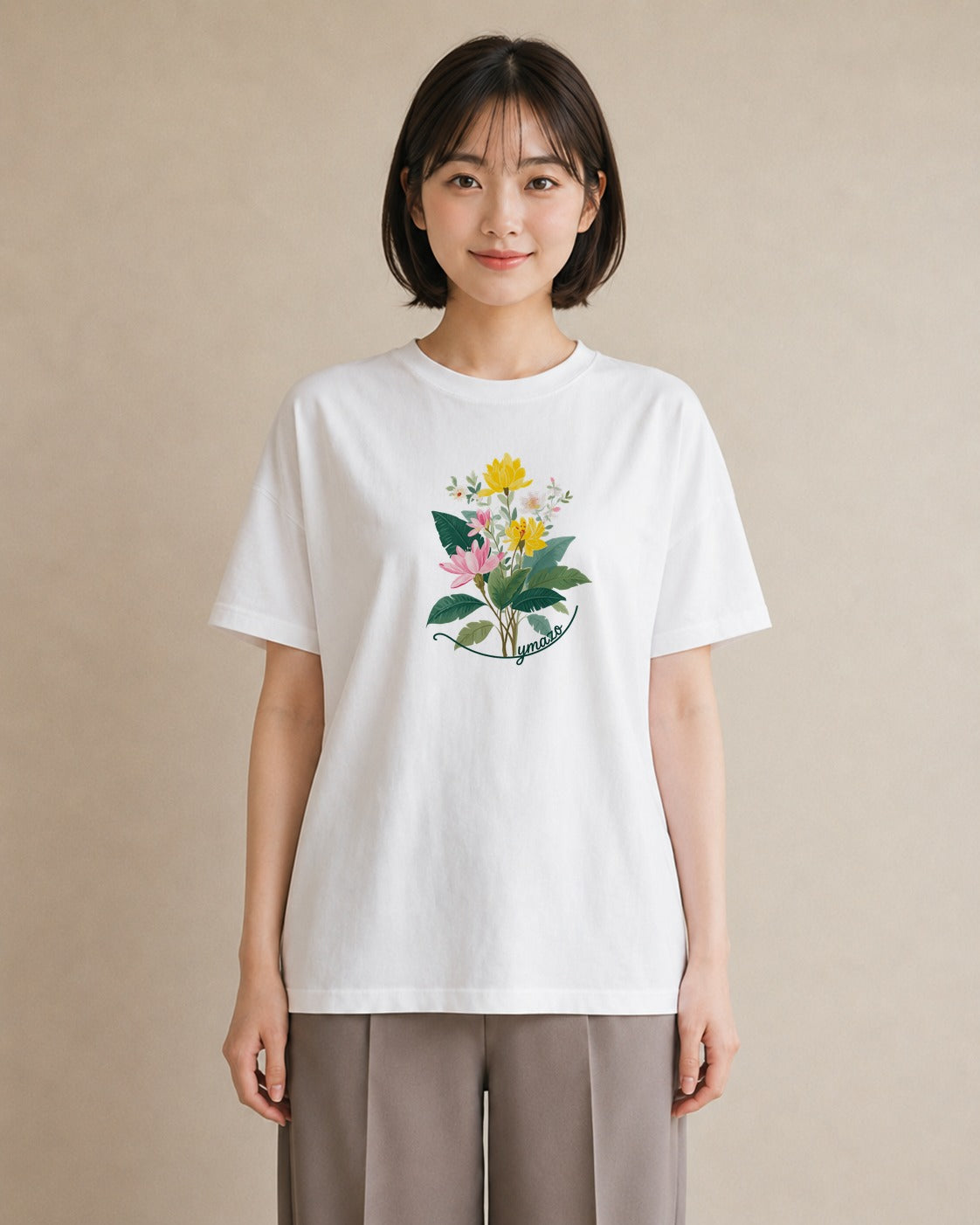 デザインTシャツ レディース 花 花柄 イラスト 上品 母娘コーデ 自分用 白T