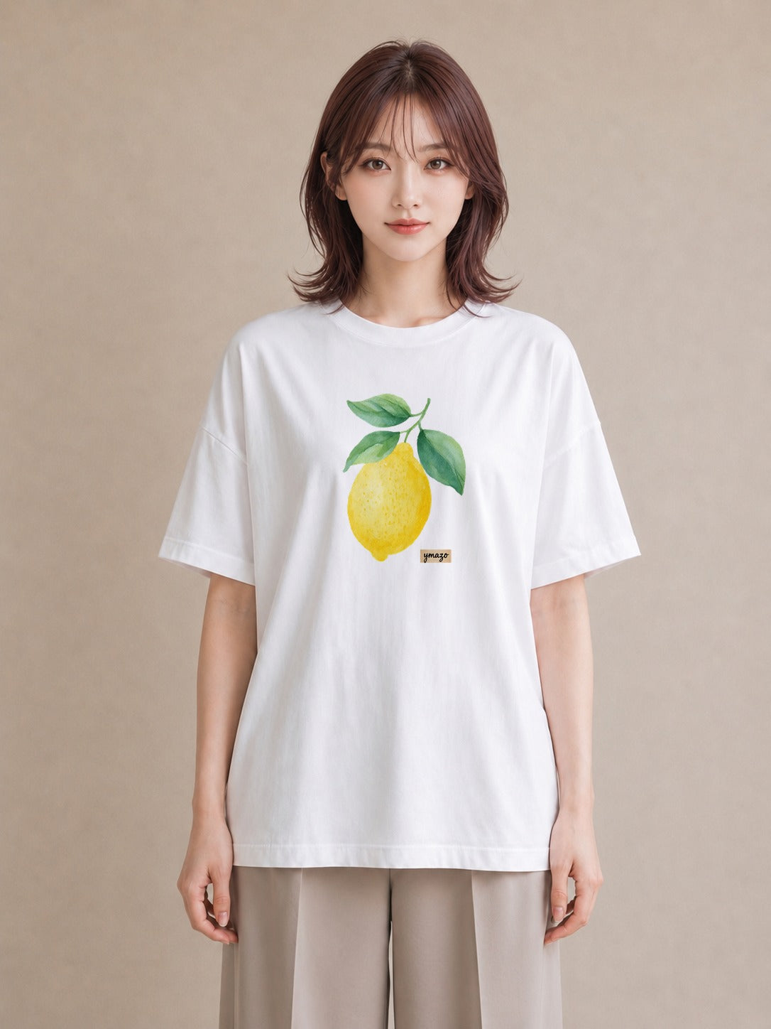 Tシャツ レディース レモン 檸檬 食べ物 フード イラスト アート風 デイリーウェア 休日 白T YMAZO
