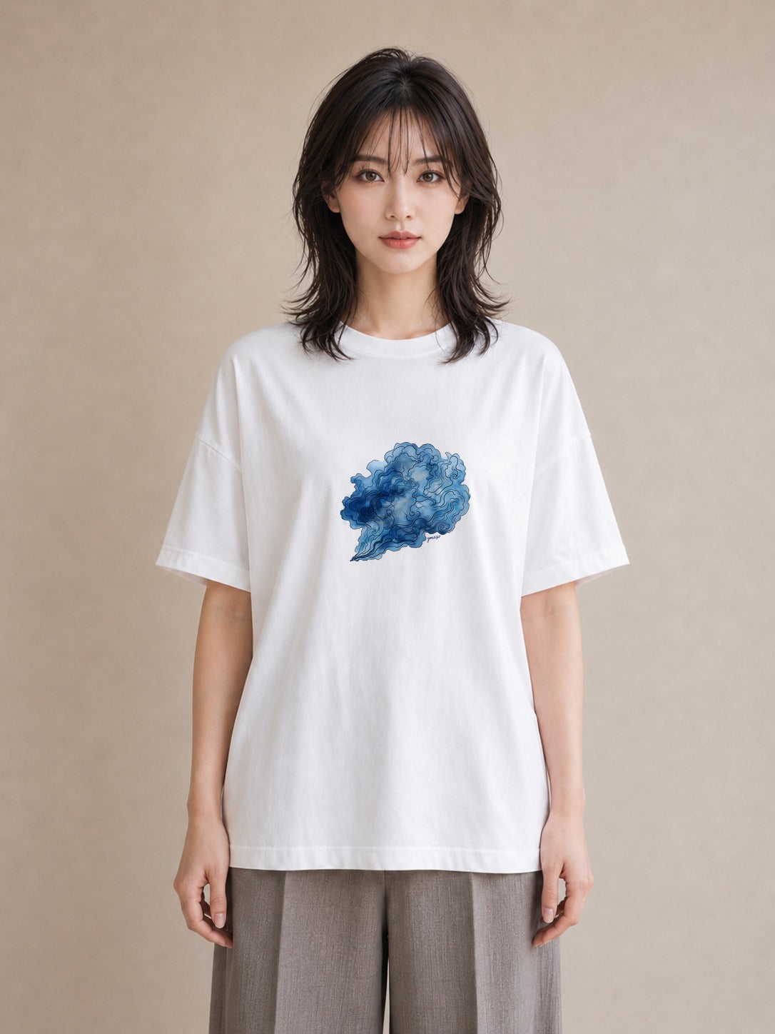 Tシャツ レディース 蠍座 星空 宇宙 イラスト ラフ カフェ服 クリスマス 白T YMAZO