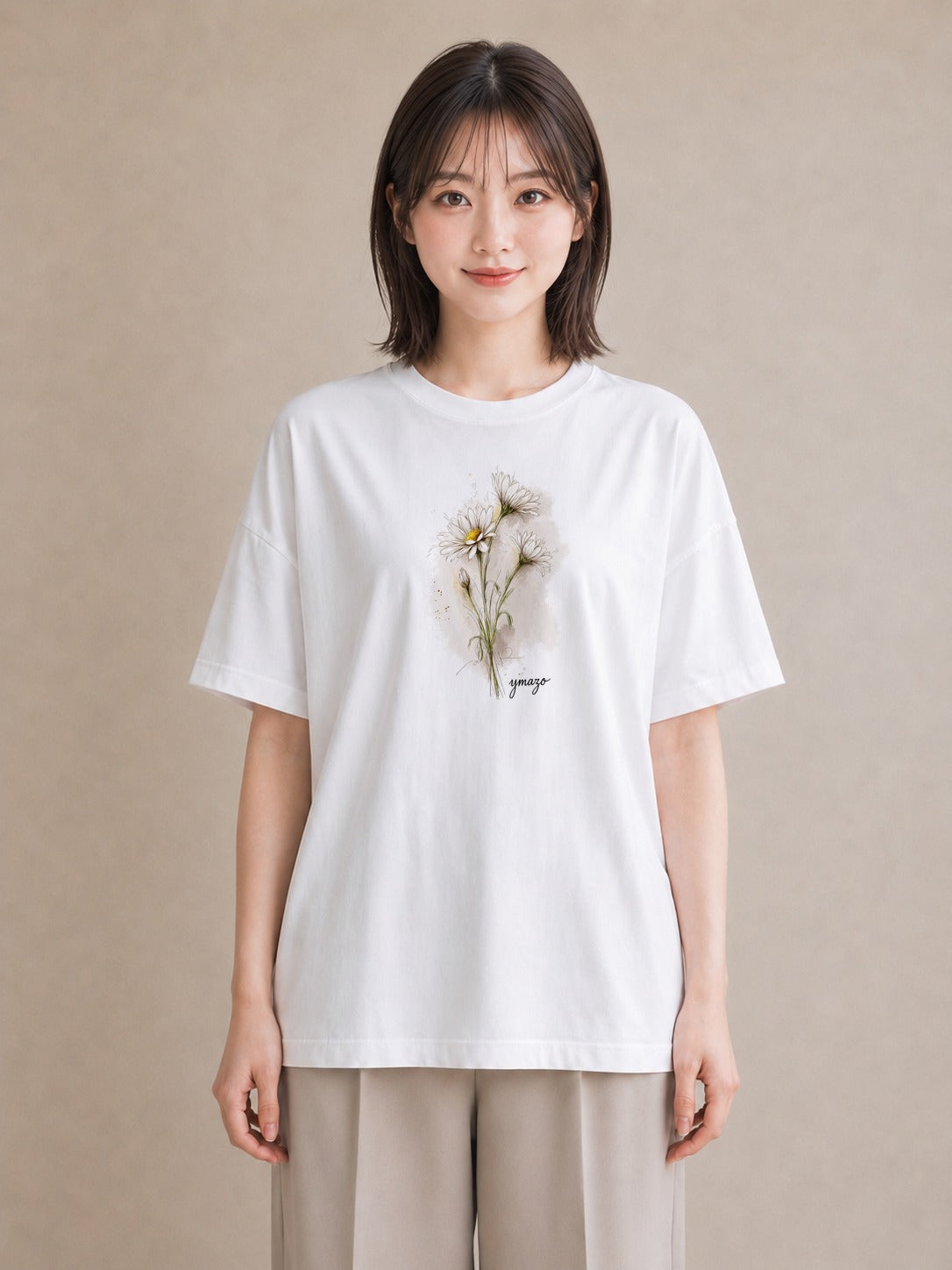 Tシャツ レディース デイジー 花 花柄 イラスト シック ルームウェア ギフト 白T