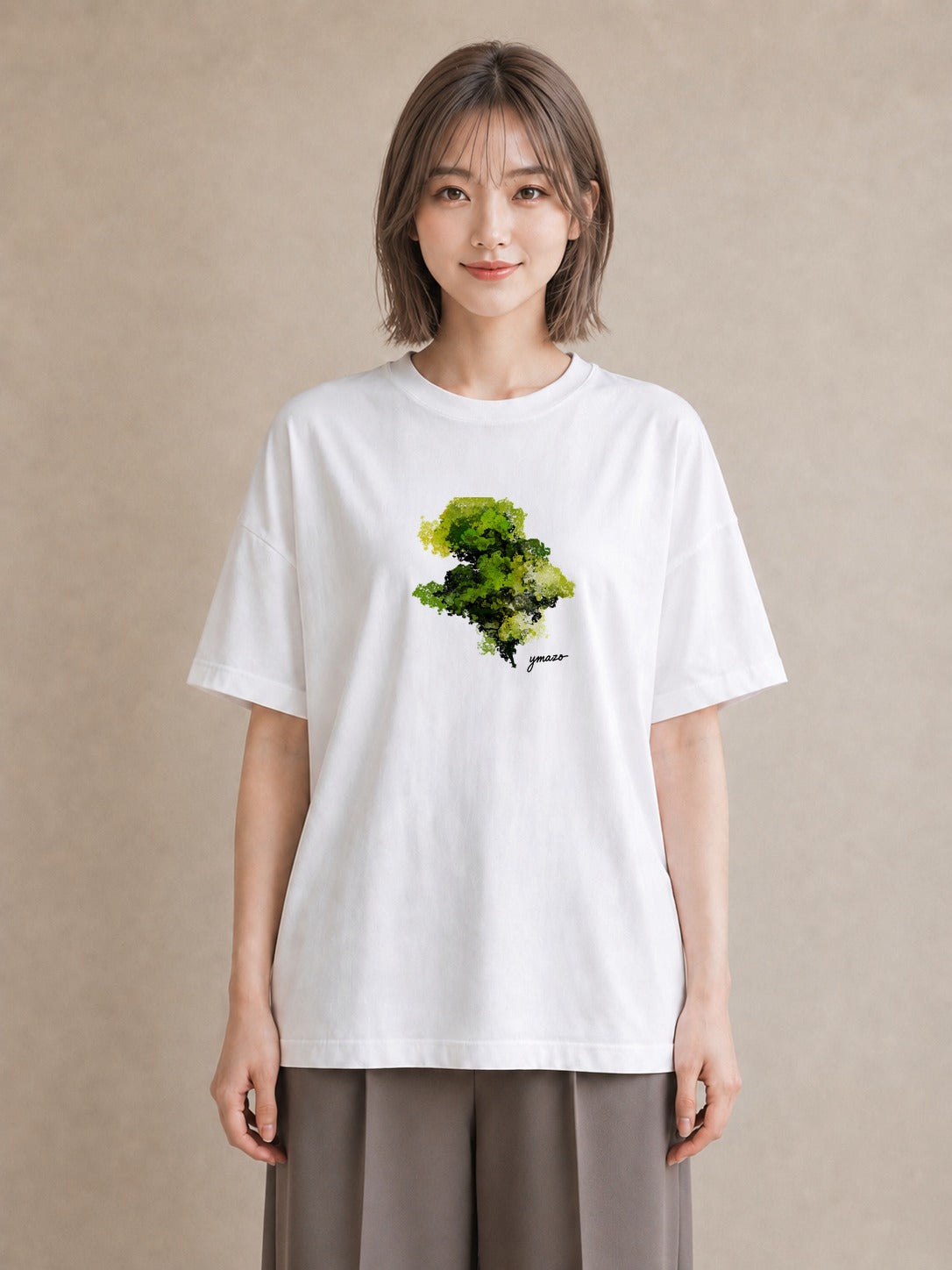 デザインTシャツ レディース 苔 植物 ボタニカル イラスト 北欧風 春コーデ 姉妹 白T YMAZO