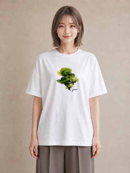 デザインTシャツ レディース 苔 植物 ボタニカル イラスト 北欧風 春コーデ 姉妹 白T YMAZO