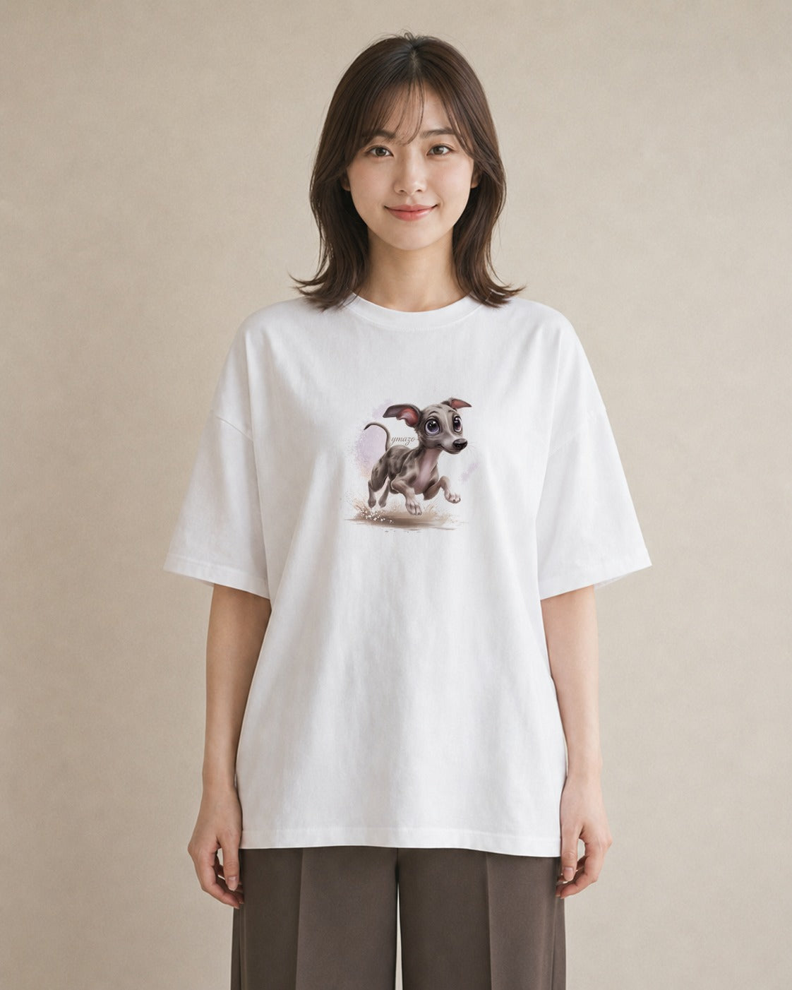 デザインTシャツ レディース イタリアングレーハウンド 犬 いぬ イラスト 手描き風 母娘コーデ 自分用 白T YMAZO