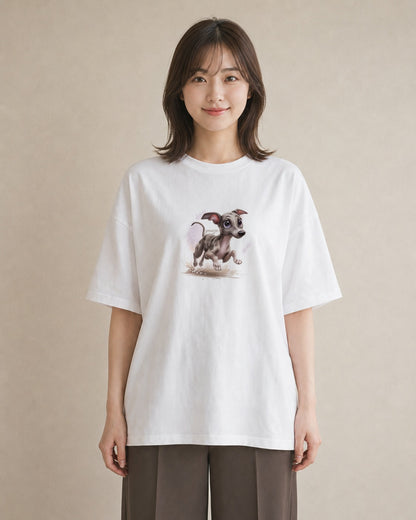 デザインTシャツ レディース イタリアングレーハウンド 犬 いぬ イラスト 手描き風 母娘コーデ 自分用 白T YMAZO