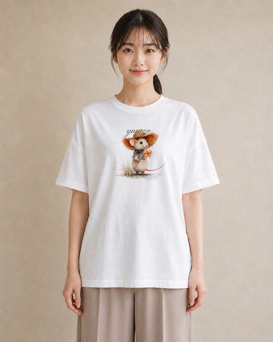 デザインTシャツ レディース デグー ペット 動物 イラスト 淡色 休日 ペアコーデ 白T YMAZO