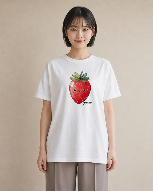 グラフィックTシャツ レディース いちご 苺 ストロベリー 食べ物 フード イラスト ポップ 春コーデ 姉妹 白T YMAZO