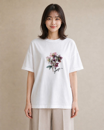 Tシャツ レディース 花 花柄 イラスト カジュアル 女性 旅行用 白T YMAZO