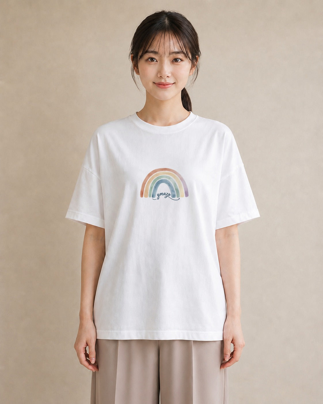 半袖Tシャツ レディース 虹 星空 宇宙 イラスト ミニマル 夏コーデ 通学 白T YMAZO