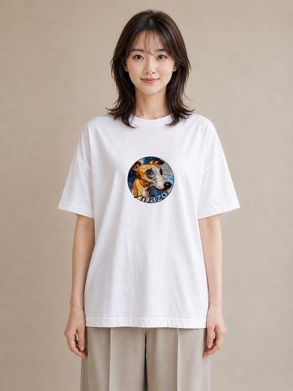 グラフィックTシャツ レディース イタリアングレーハウンド 犬 いぬ イラスト 線画 社会人 女性 白T YMAZO