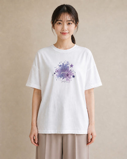 Tシャツ レディース 双子座 星空 宇宙 イラスト ラフ ミセス 春コーデ 白T YMAZO