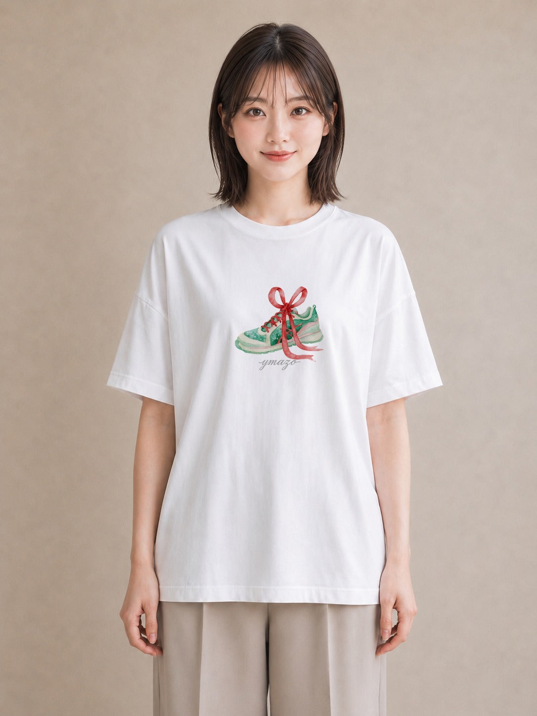 半袖Tシャツ レディース バレエシューズ バレエ トウシューズ ナチュラル アンティーク イラスト ミニマル ホワイトデー 春服 白T YMAZO