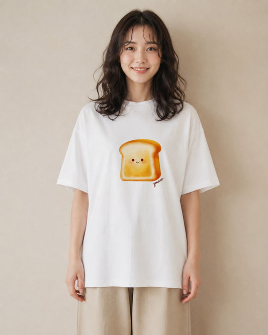 デザインTシャツ レディース パン 食べ物 フード イラスト カジュアル 春服 ミセス 白T YMAZO