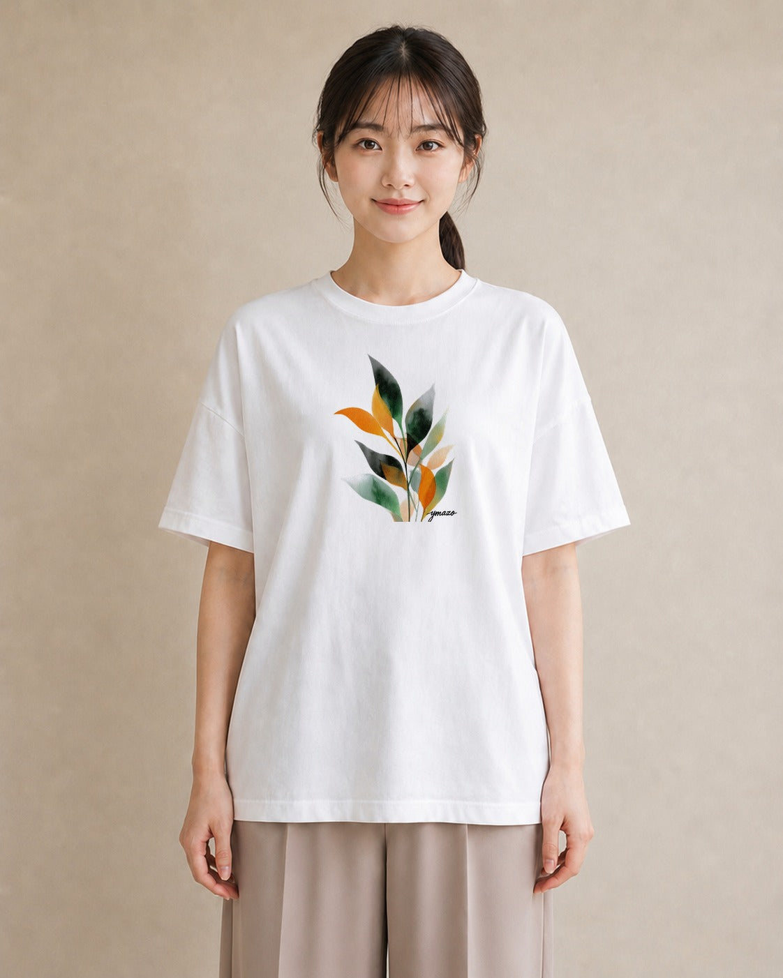 半袖Tシャツ レディース ボタニカル 植物 イラスト カジュアル 旅行 母娘コーデ 白T YMAZO