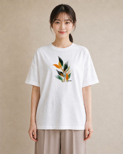 半袖Tシャツ レディース ボタニカル 植物 イラスト カジュアル 旅行 母娘コーデ 白T YMAZO