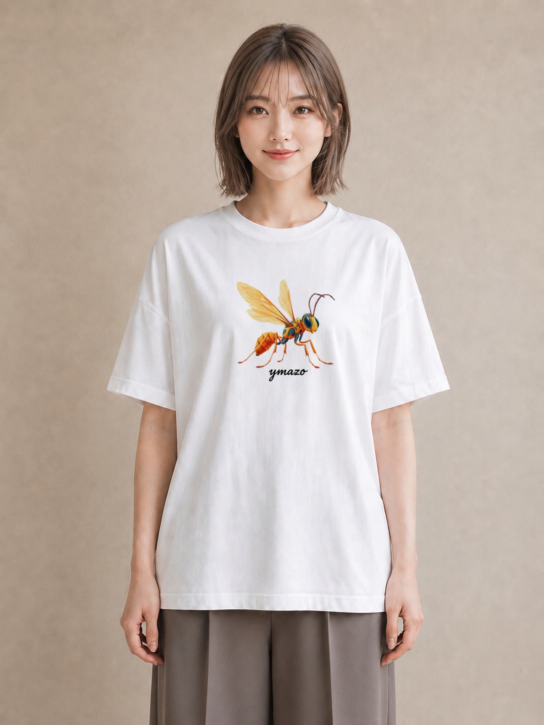 グラフィックTシャツ レディース ホタル 昆虫 虫 イラスト 上品 秋コーデ おしゃれギフト 白T YMAZO