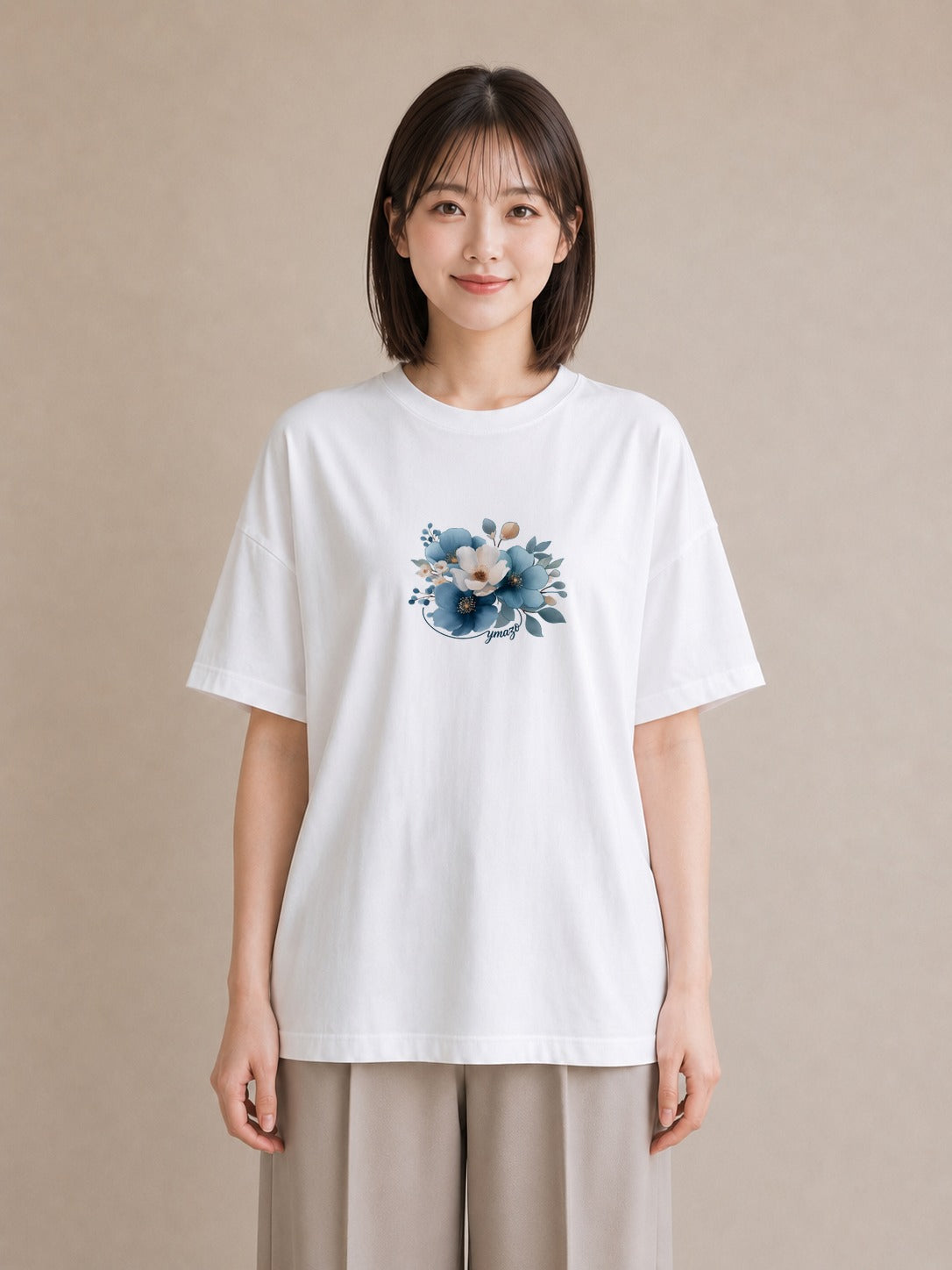 プリントTシャツ レディース ポスト 野の花 レトロ ナチュラル アンティーク イラスト カジュアル 女子会 お揃い 白T YMAZO