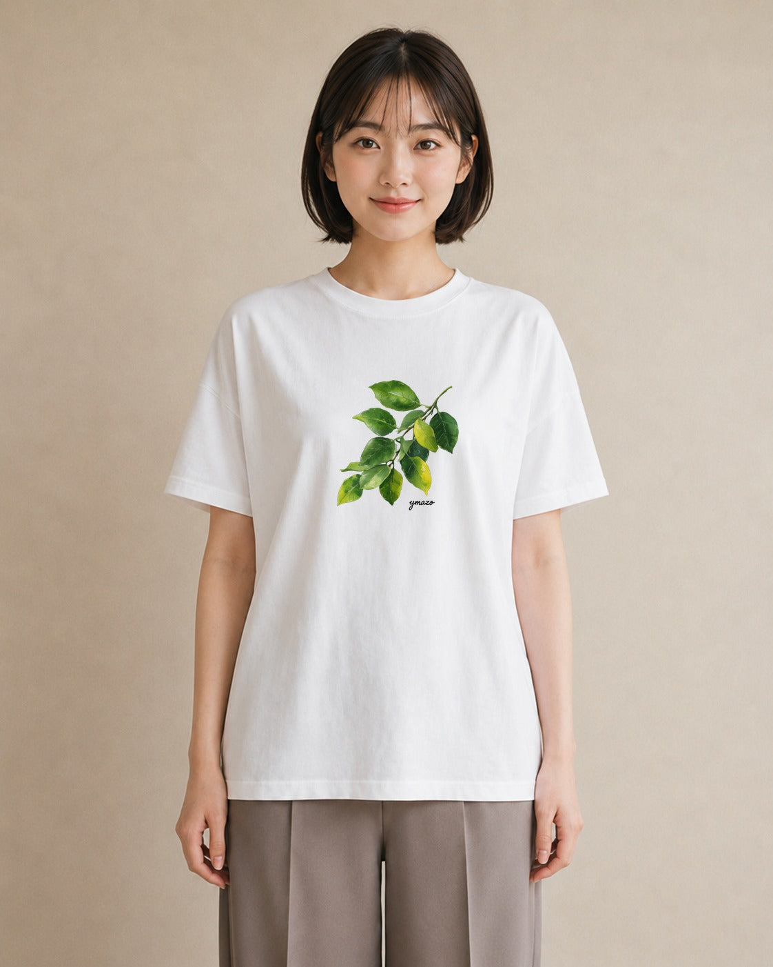 プリントTシャツ レディース 葉っぱ 植物 ボタニカル イラスト シック 旅行用 海 白T YMAZO