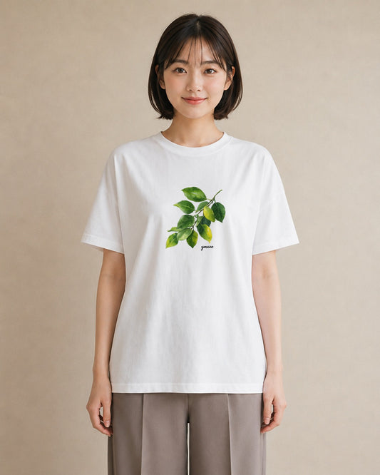 プリントTシャツ レディース 葉っぱ 植物 ボタニカル イラスト シック 旅行用 海 白T YMAZO