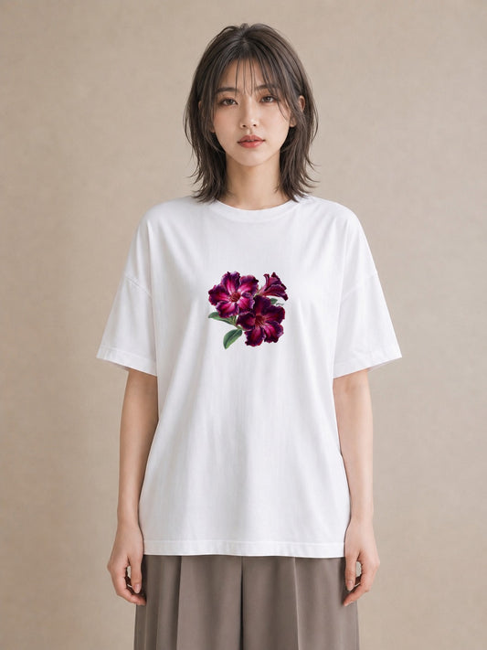 半袖Tシャツ レディース カーネーション 花 花柄 イラスト ラフカジュアル ペアコーデ 秋コーデ 白T YMAZO