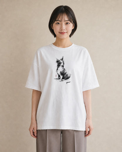 デザインTシャツ レディース 犬 いぬ イラスト 韓国風 通学 誕生日プレゼント 白T YMAZO