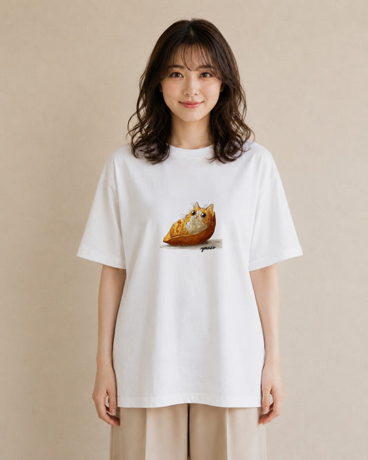 デザインTシャツ レディース 茶トラ 茶猫 猫 ねこ イラスト フェミニン 女子会 お揃い 白T YMAZO