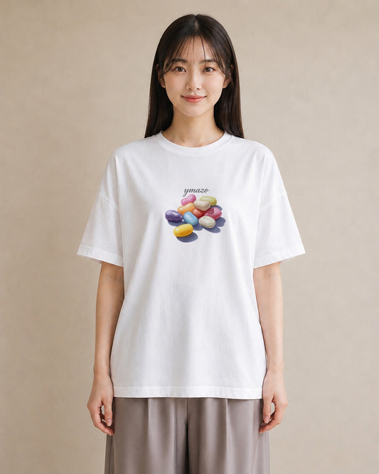 デザインTシャツ レディース キャンディ 食べ物 フード イラスト 手描き風 母娘コーデ 自分用 白T YMAZO
