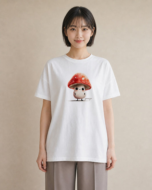 デザインTシャツ レディース きのこ 植物 ボタニカル イラスト 個性的 母娘コーデ 自分用 白T YMAZO