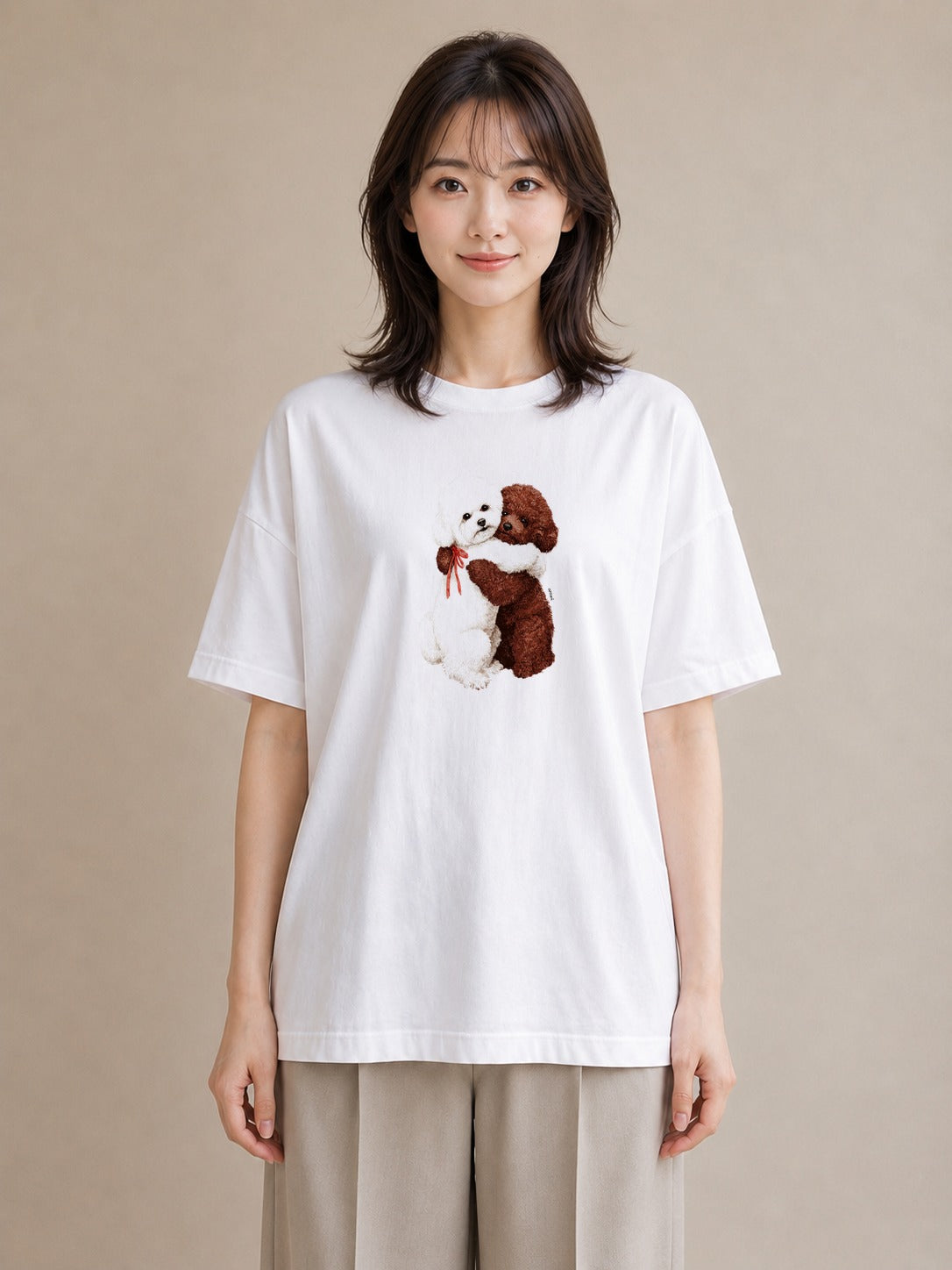 グラフィックTシャツ レディース トイプードル プードル 犬 いぬ イラスト ゆるかわ 帰省 ラフ 白T YMAZO