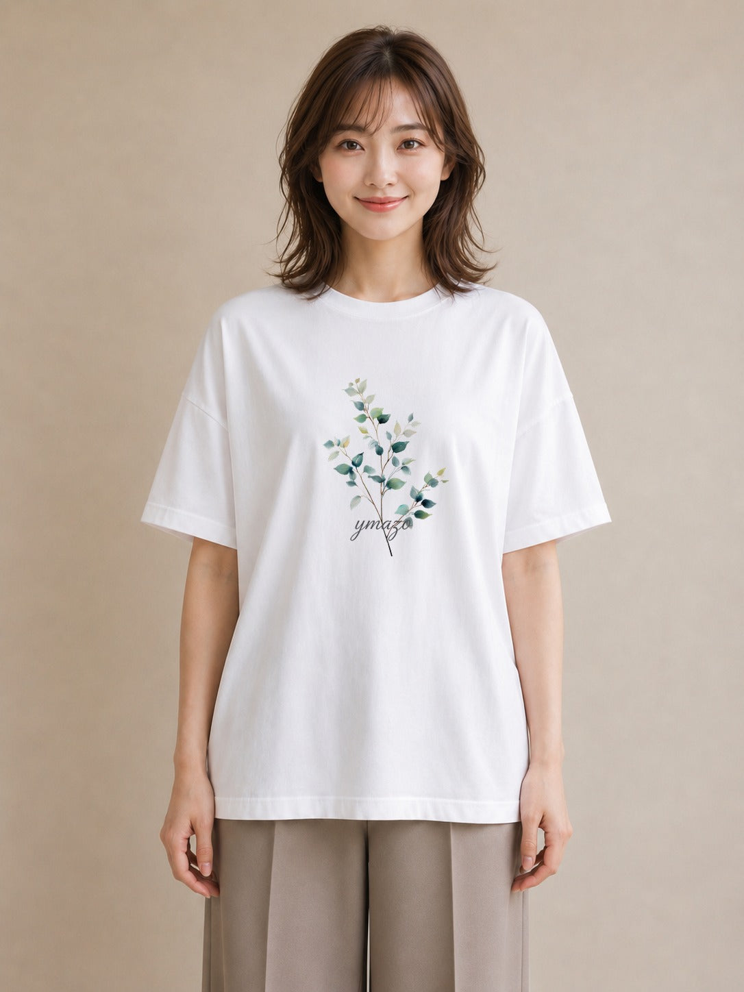 半袖Tシャツ レディース 金木犀 花 花柄 イラスト ニュアンス お出かけ 普段着 白T