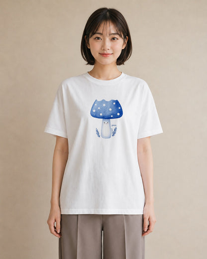 デザインTシャツ レディース きのこ 植物 ボタニカル イラスト シック 姉妹 送別ギフト 白T YMAZO