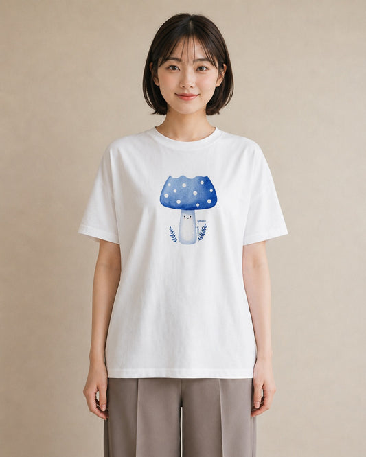 デザインTシャツ レディース きのこ 植物 ボタニカル イラスト シック 姉妹 送別ギフト 白T YMAZO