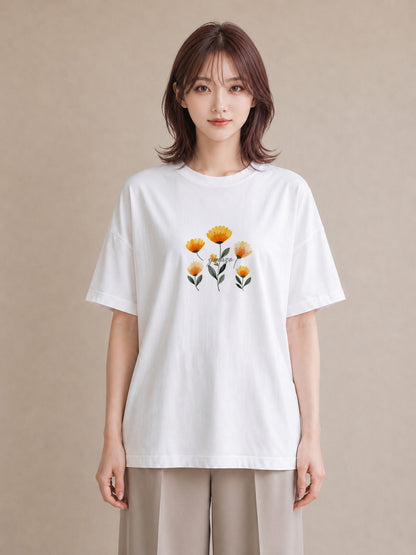プリントTシャツ レディース たんぽぽ 花 花柄 イラスト 可愛い お揃い 親子 白T