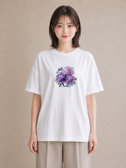 デザインTシャツ レディース スミレ 花 花柄 イラスト 母娘コーデ 自分用 白T YMAZO