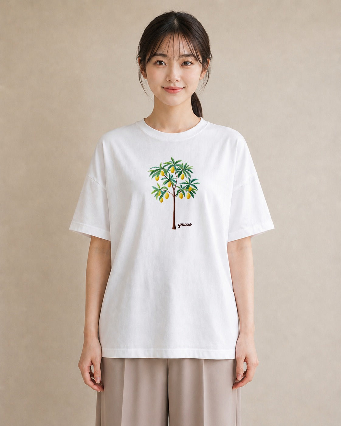 半袖Tシャツ レディース バナナ 食べ物 フード イラスト フェミニン 旅行用 海 白T YMAZO