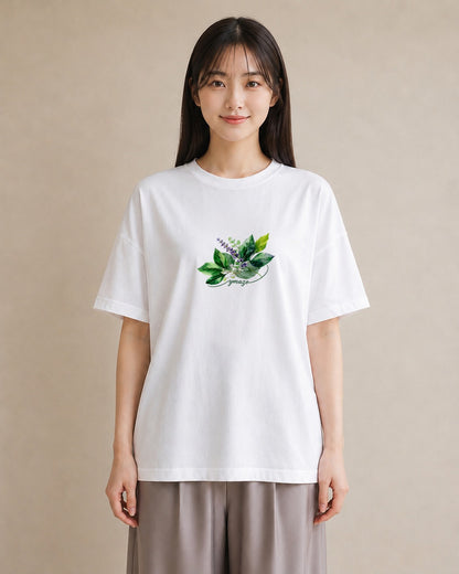 半袖Tシャツ レディース ハーブティー 食べ物 フード イラスト ニュアンス 女子会 お揃い 白T YMAZO