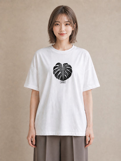 Tシャツ レディース モンステラ 植物 ボタニカル イラスト ラフカジュアル 友達ギフト 部屋着 白T YMAZO