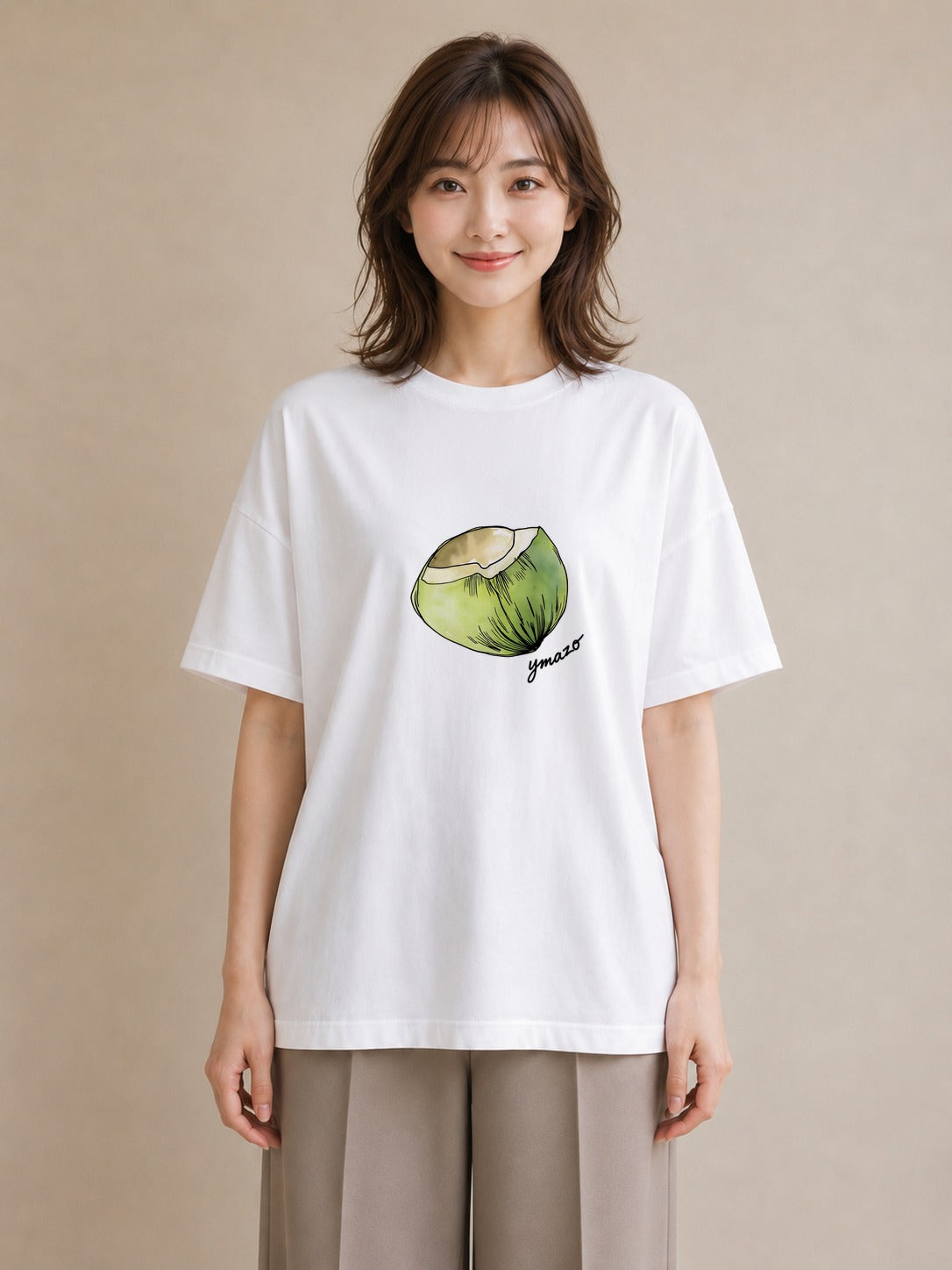 プリントTシャツ レディース パイナップル 食べ物 フード イラスト ボタニカル 20代 カジュアルコーデ 白T YMAZO