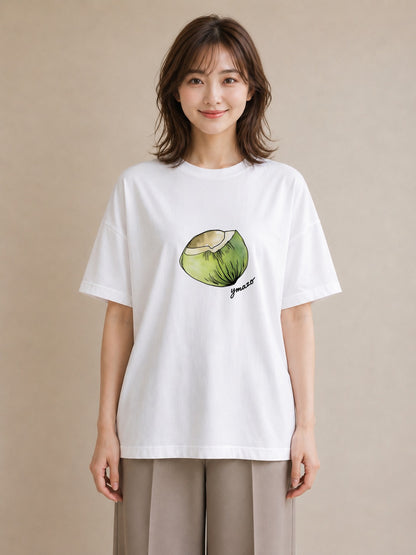 プリントTシャツ レディース パイナップル 食べ物 フード イラスト ボタニカル 20代 カジュアルコーデ 白T YMAZO