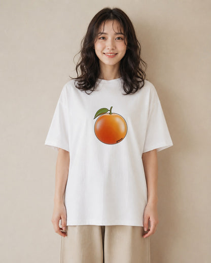 Tシャツ レディース みかん 食べ物 フード イラスト ニュアンス クリスマス 旅行 白T YMAZO