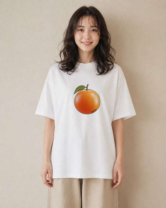 Tシャツ レディース みかん 食べ物 フード イラスト ニュアンス クリスマス 旅行 白T YMAZO
